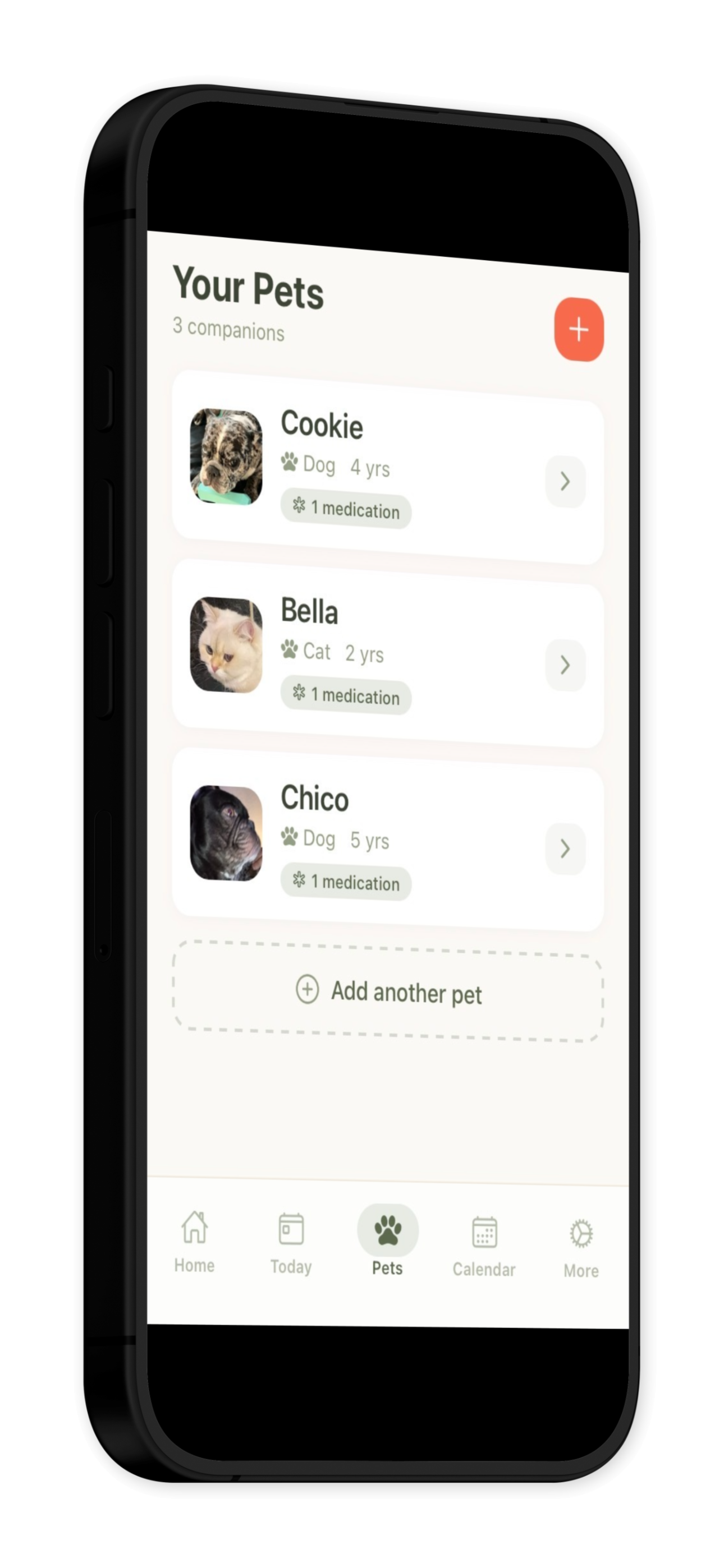 PillPaw today's schedule screen